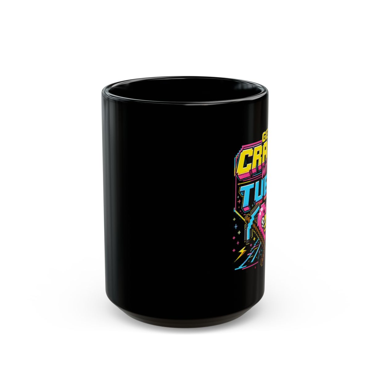 Tubbo "Get Crafty with Tubbo" Black Mug - alternate angle 2, merchandise