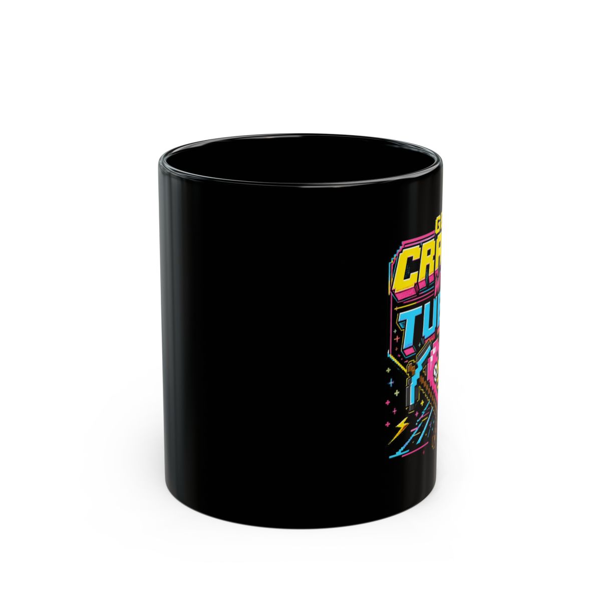 Tubbo "Get Crafty with Tubbo" Black Mug - alternate angle 1, merchandise